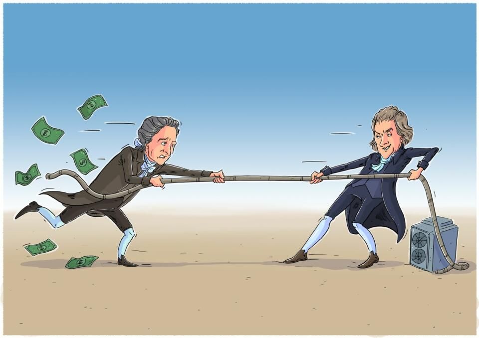 Jefferson vs. Hamilton tug of war